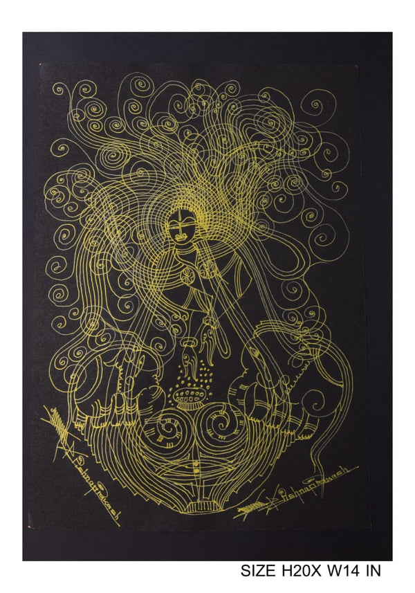 The Surpur Line Art Painting Mixed Media on Paper Unframed (Size: 22 x 16 inches) Artist: Krishna Prakash-Indiehaat