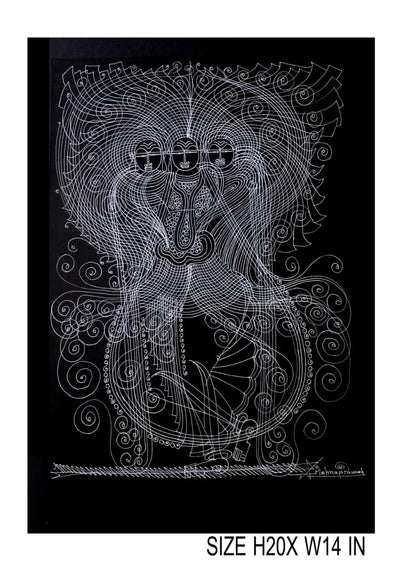 The Surpur Line Art Painting Mixed Media on Paper Unframed (Size: 22 x 16 inches) Artist: Krishna Prakash-Indiehaat