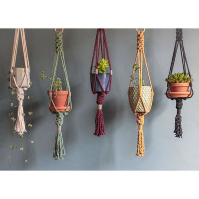 Multicolour Macrame Plant Holder Set Of 5 Pcs-Indiehaat