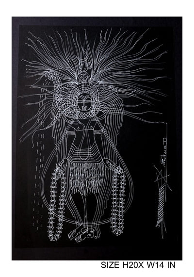 The Surpur Line Art Painting Mixed Media on Paper Unframed (Size: 22 x 16 inches) Artist: Krishna Prakash-Indiehaat