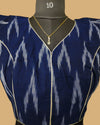 Pure Cotton Blouse Dark Blue Color Ikkat Design - IndieHaat