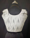 Pure Cotton Blouse Light Gray & Off White Color Ikkat Design - IndieHaat