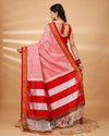 ILKAL Handloom Cotton Silk Saree Coral Pink Color with running blouse - IndieHaat