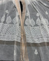 Chanderi Silk Dupatta White Color with Chikankari work - IndieHaat