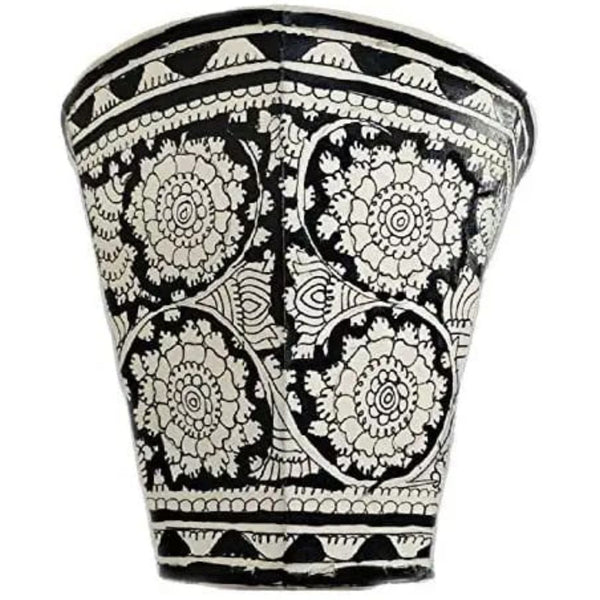 Indiehaat | Peacock Kalamkari Handpainted Wall Mount Leather Lamp | 11 Inch