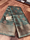 Tussar Moonga Banarasi Silk Saree Green 13% Off - IndieHaat