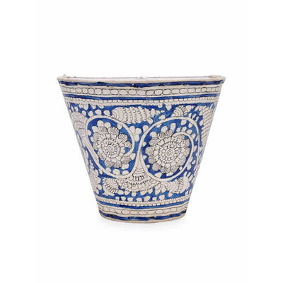 Indiehaat | Peacock Kalamkari Handpainted Wall Mount Leather Lamp | 8.5 Inch