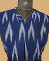 Pure Cotton Blouse Dark Navy Blue Color Ikkat Design - IndieHaat