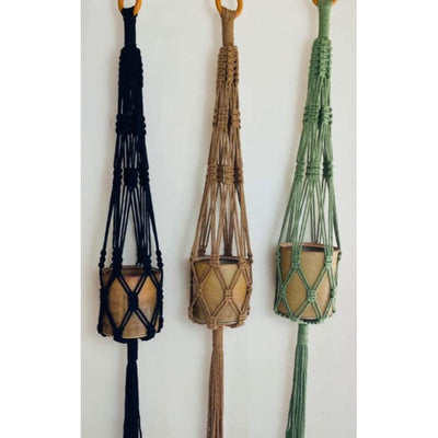 Macrame Multi Colour Plant Hanger (Set Of3)-Indiehaat