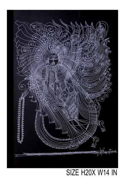 The Surpur Line Art Painting Mixed Media on Paper Unframed (Size: 22 x 16 inches) Artist: Krishna Prakash-Indiehaat