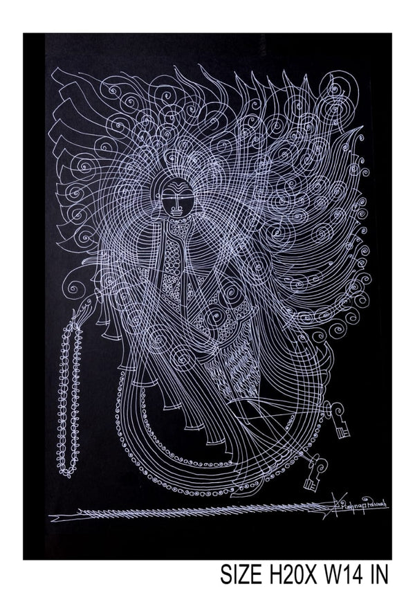 The Surpur Line Art Painting Mixed Media on Paper Unframed (Size: 22 x 16 inches) Artist: Krishna Prakash-Indiehaat