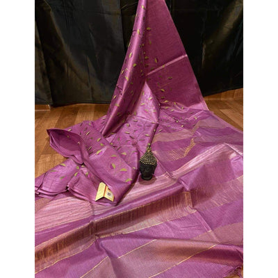 Eri Silk Saree â€“ Pink â€“ Digital Embroidered â€“ Indiehaat