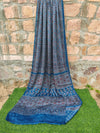 Modal Silk Saree Ajrakh Blue 7% Off - IndieHaat