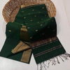 Maheshwari Cotton Silk Saree Butta Body Green Color and contrast blouse with butta design - IndieHaat