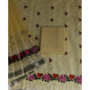 Pure Cotton Kota Doria Chikenkari Yellow Saree with blouse Handcrafted-Indiehaat