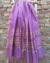 Chanderi Silk Dupatta Lavendar Color Applique Work - IndieHaat