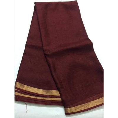 Kota Doria Pure Silk Voilet Saree Hand Dyed with Blouse-Indiehaat