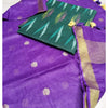 Pure Linen Purple Dupatta With Green Ikkat Kurti Material-Indiehaat