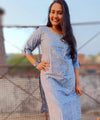 Pure Cotton Dress Ikkat Design Blue 25% Off - IndieHaat