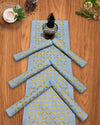 Cotton Table Runner and Mat Set (6+1) Applique work Lavender Color - IndieHaat