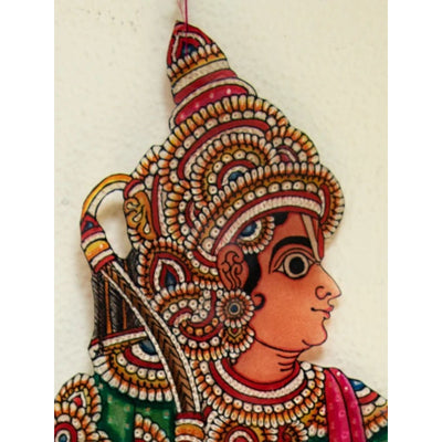 Multicolor Handcrafted Leather Ravana Painting-Indiehaat