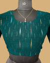 Pure Cotton Blouse Green Color Ikkat Design - IndieHaat