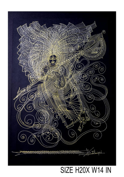 The Surpur Line Art Painting Mixed Media on Paper Unframed (Size: 22 x 16 inches) Artist: Krishna Prakash-Indiehaat