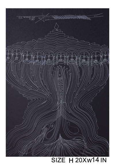 The Surpur Line Art Painting Mixed Media on Paper Unframed (Size: 22 x 16 inches) Artist: Krishna Prakash-Indiehaat