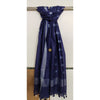 Hand Dyed Slub Linen Blue Dupatta-Indiehaat