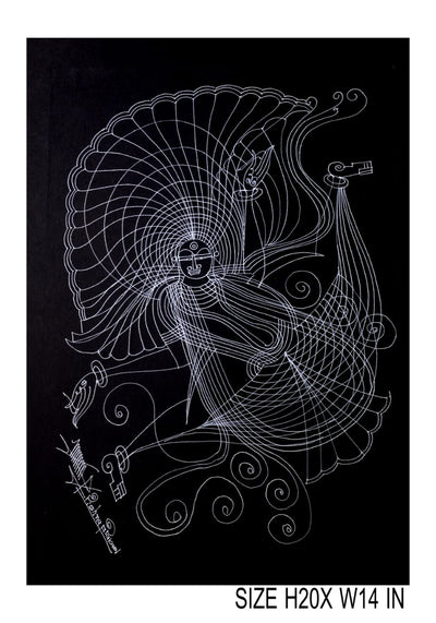 The Surpur Line Art Painting Mixed Media on Paper Unframed (Size: 22 x 16 inches) Artist: Krishna Prakash-Indiehaat