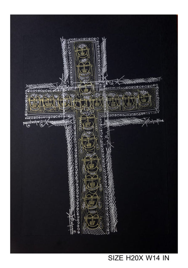 The Surpur Line Art Painting Mixed Media on Paper Unframed (Size: 22 x 16 inches) Artist: Krishna Prakash-Indiehaat