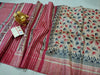 Silkmark Certified Tussar Silk Handloom Handblock Printed Red Saree with Blouse-Indiehaat