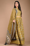 Handblock Printed Cotton Green Lehanga And Top With Mulmul Dupatta | Indiehaat