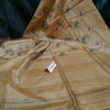 Silkmark Certified Eri Silk Digital Embroidered Biege Saree with Running Blouse-Indiehaat