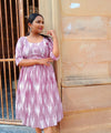 Pure Cotton Dress Ikkat Design Purple 25% Off - IndieHaat