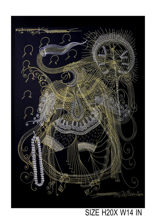 The Surpur Line Art Painting Mixed Media on Paper Unframed (Size: 22 x 16 inches) Artist: Krishna Prakash-Indiehaat