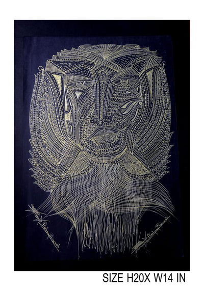 The Surpur Line Art Painting Mixed Media on Paper Unframed (Size: 22 x 16 inches) Artist: Krishna Prakash-Indiehaat