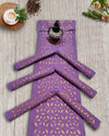 Cotton Table Runner and Mat Set (6+1) Applique work Purple Color - IndieHaat