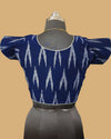 Pure Cotton Blouse Dark Blue Color Ikkat Design - IndieHaat